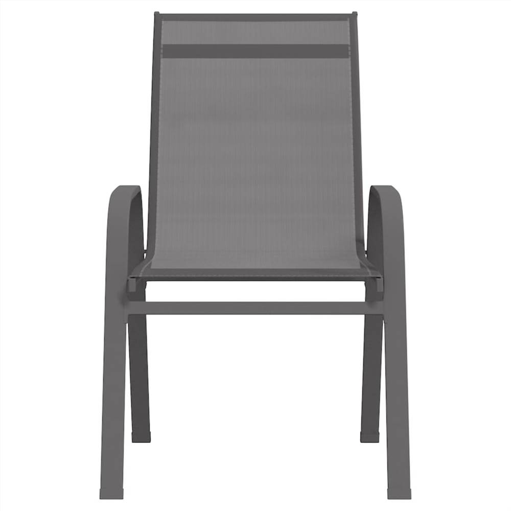 Stackable Garden Chairs 6 pcs Grey Textilene Fabric