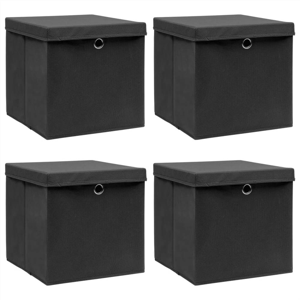 

Storage Boxes with Lid 4 pcs Black 32x32x32 cm Fabric
