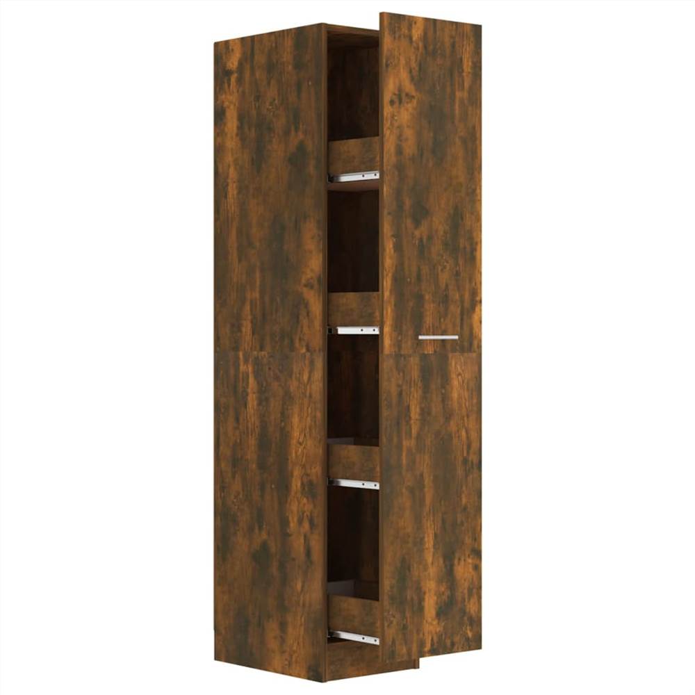 Apothecary Cabinet Smoked Oak 30x42.5x150 cm Engineered Wood