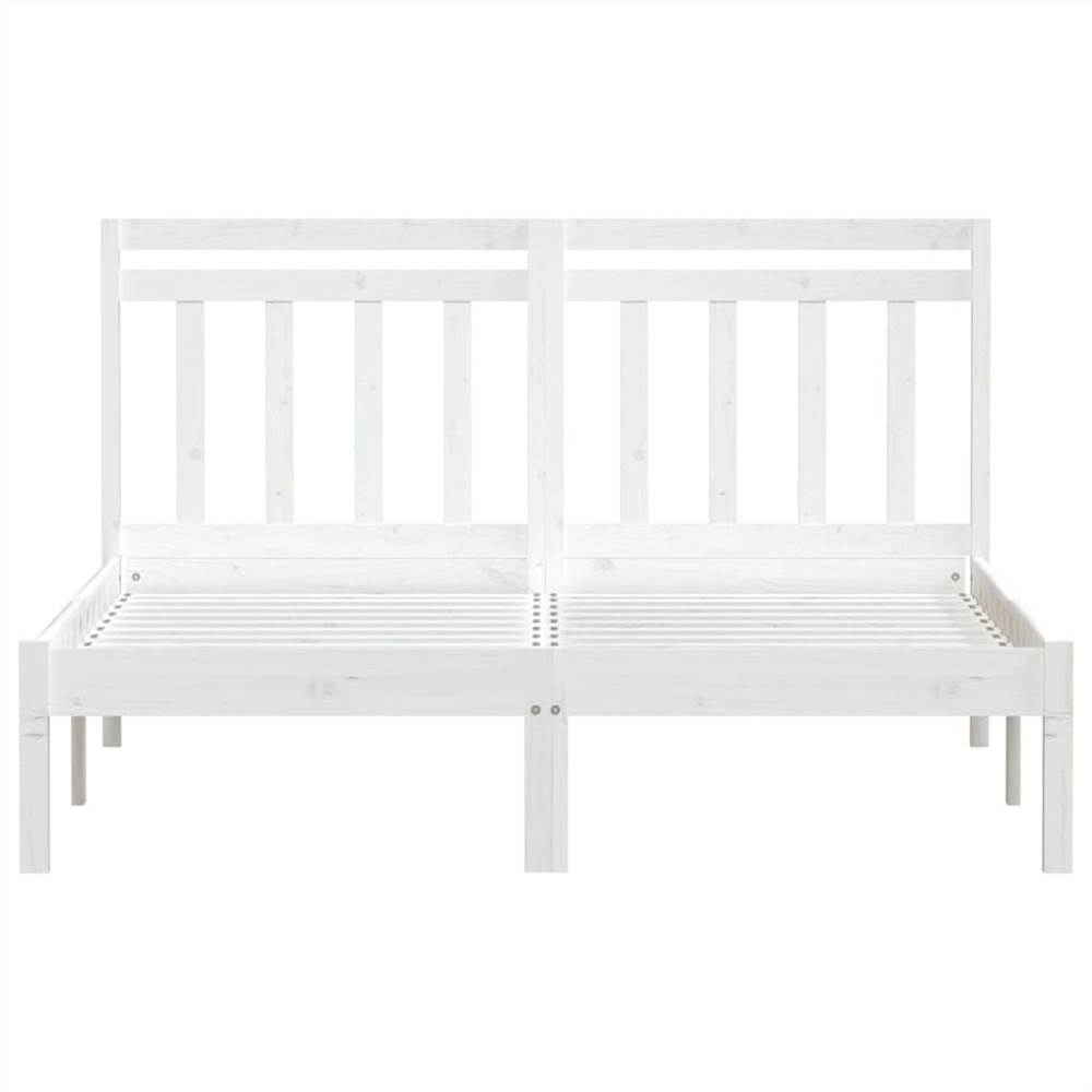 Bed Frame White Solid Wood 160x200 cm 5FT King Size