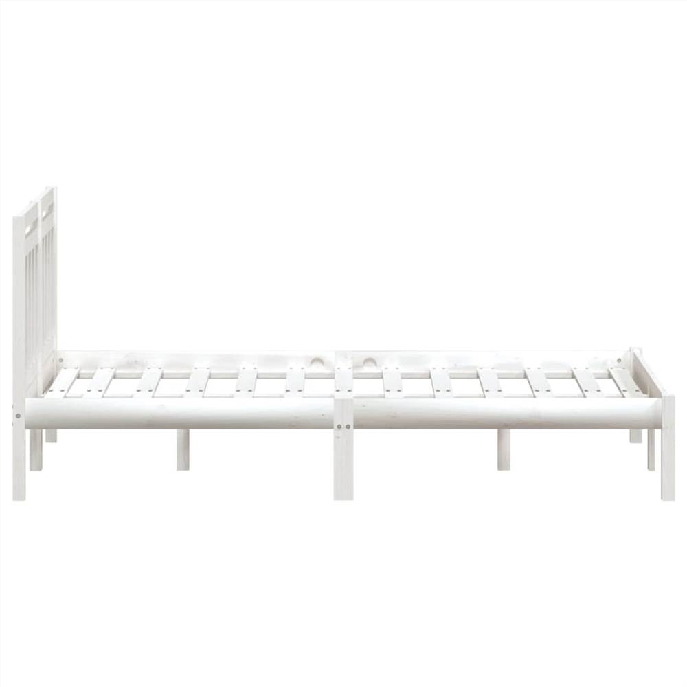 Bed Frame White Solid Wood 160x200 cm 5FT King Size