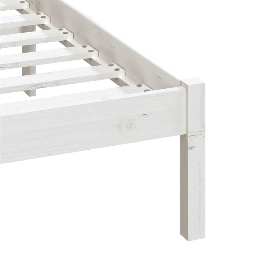 Bed Frame White Solid Wood 160x200 cm 5FT King Size