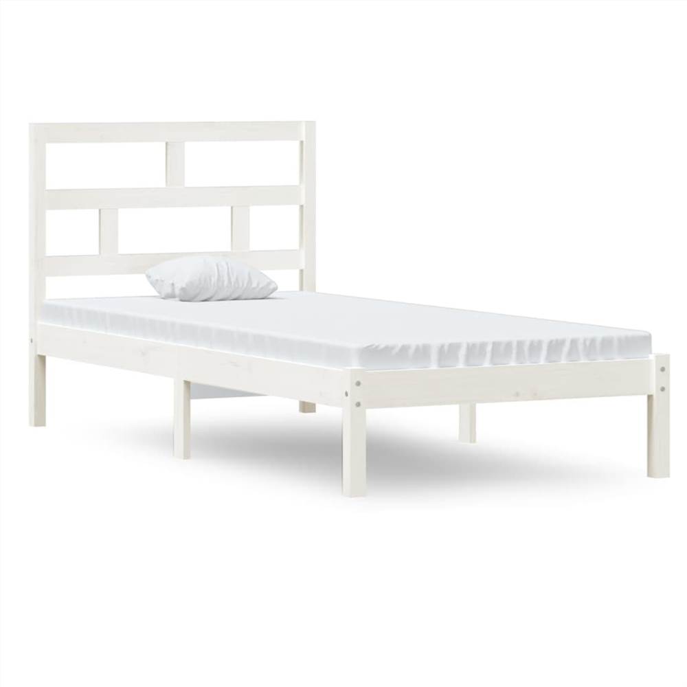 Bed Frame White Solid Wood 90x190 cm 3FT Single
