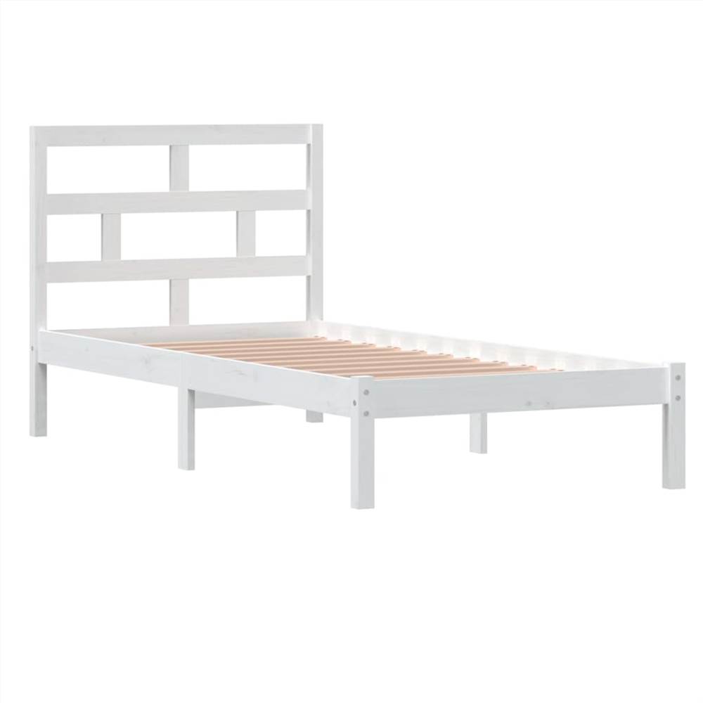 Bed Frame White Solid Wood 90x190 cm 3FT Single