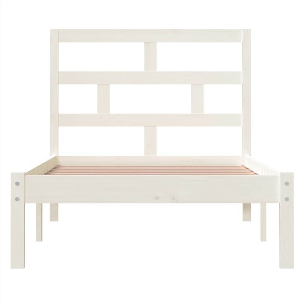 Bed Frame White Solid Wood 90x190 cm 3FT Single