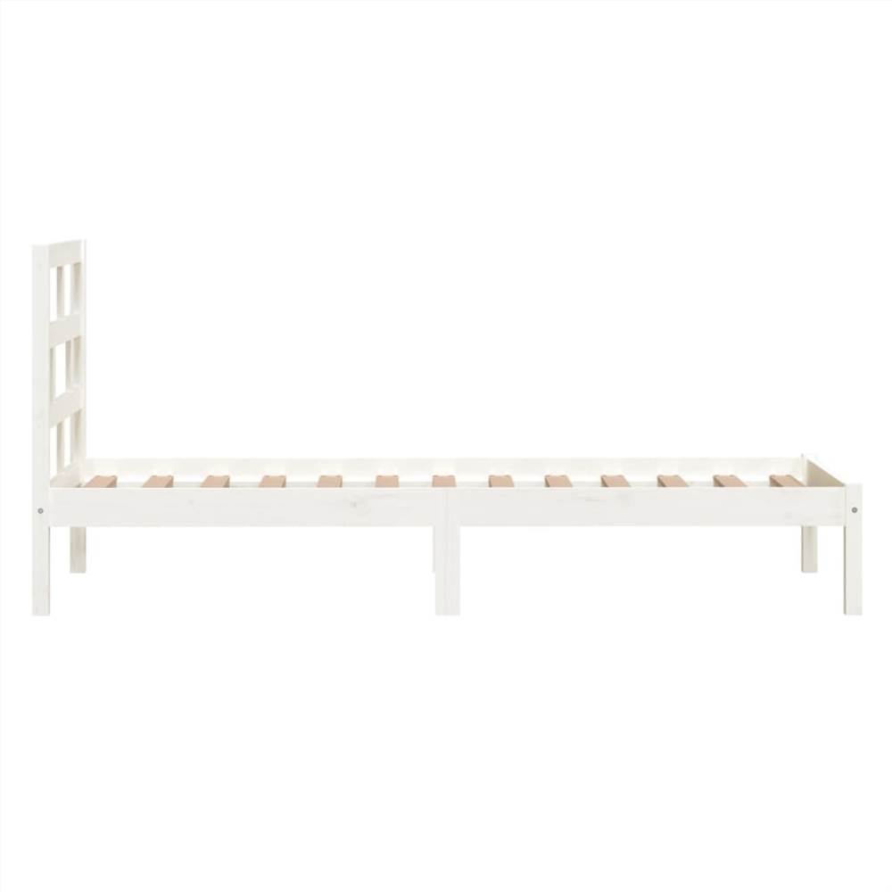 Bed Frame White Solid Wood 90x190 cm 3FT Single