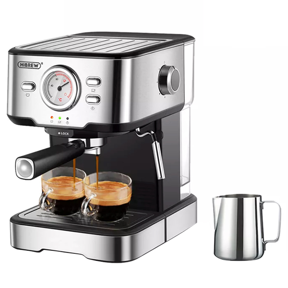 

HiBREW H5 1050W Coffee Maker, 20 Bar Semi-Auto Cappuccino Espresso Coffee Machine, 1.5L Capacity, Temperature Display