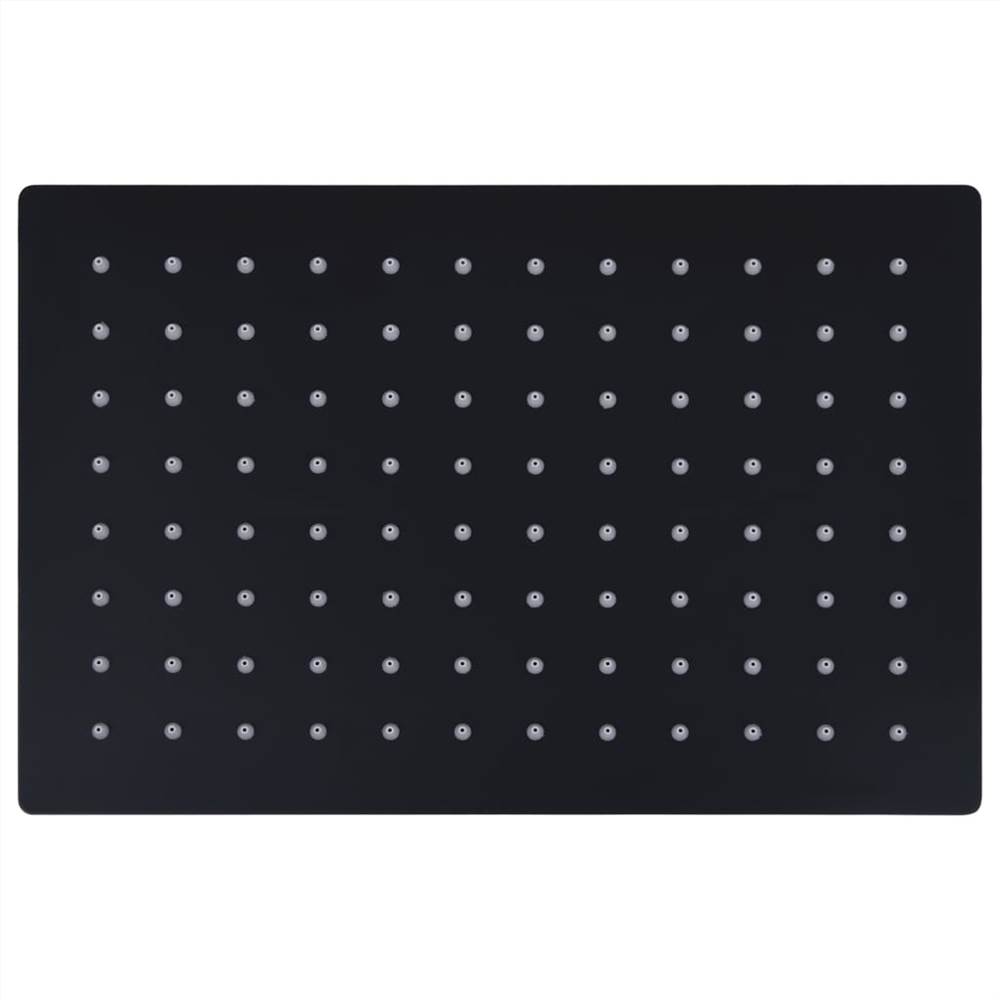 Rain Shower Head Stainless Steel 30x20 cm Rectangular Black