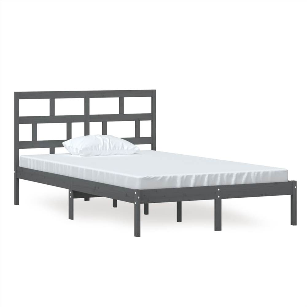 Bed Frame Grey Solid Wood Pine 120x200 cm 4FT Small Double