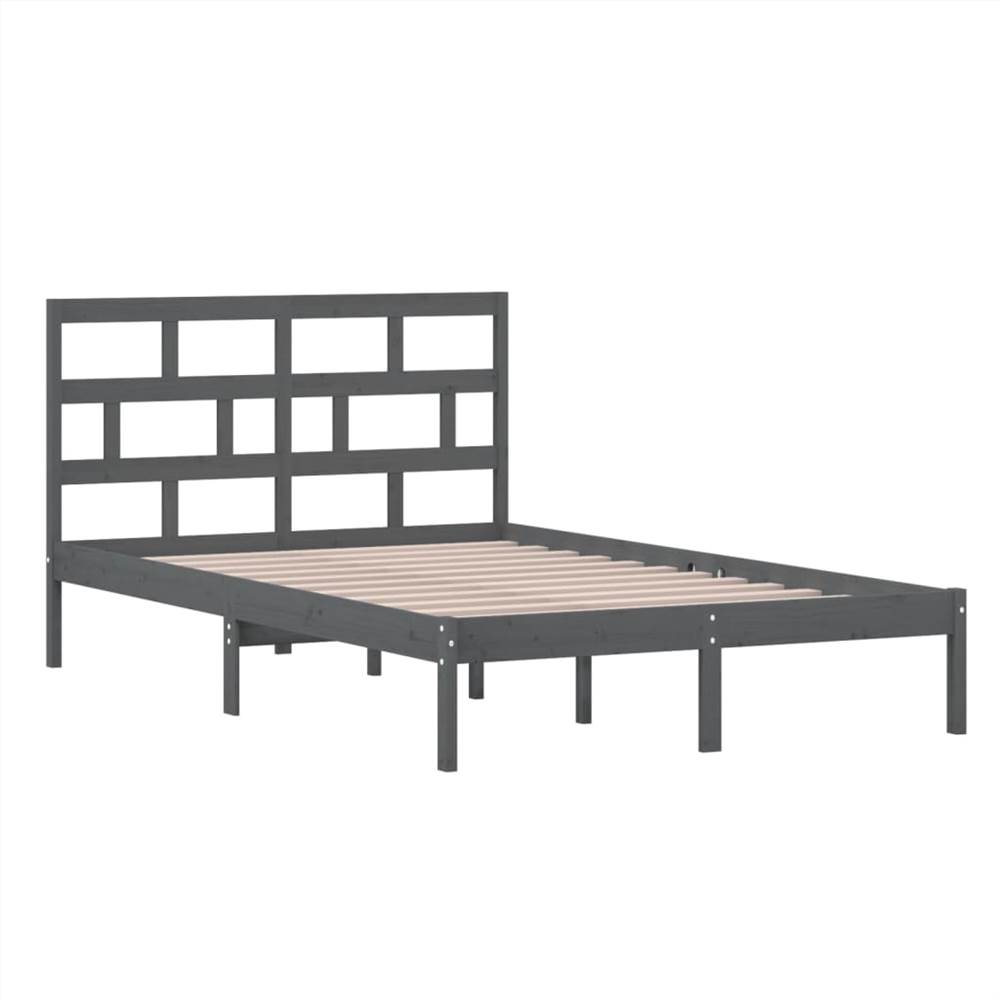 Bed Frame Grey Solid Wood Pine 120x200 cm 4FT Small Double