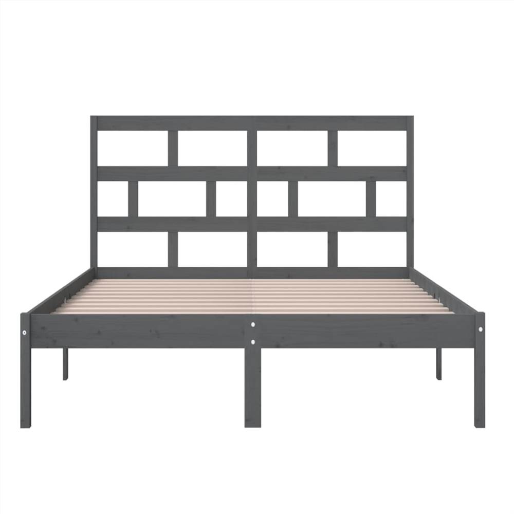 Bed Frame Grey Solid Wood Pine 120x200 cm 4FT Small Double
