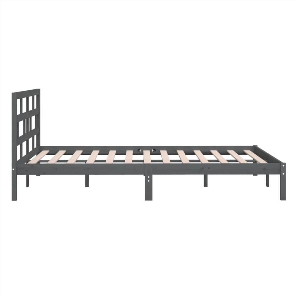 Bed Frame Grey Solid Wood Pine 120x200 cm 4FT Small Double