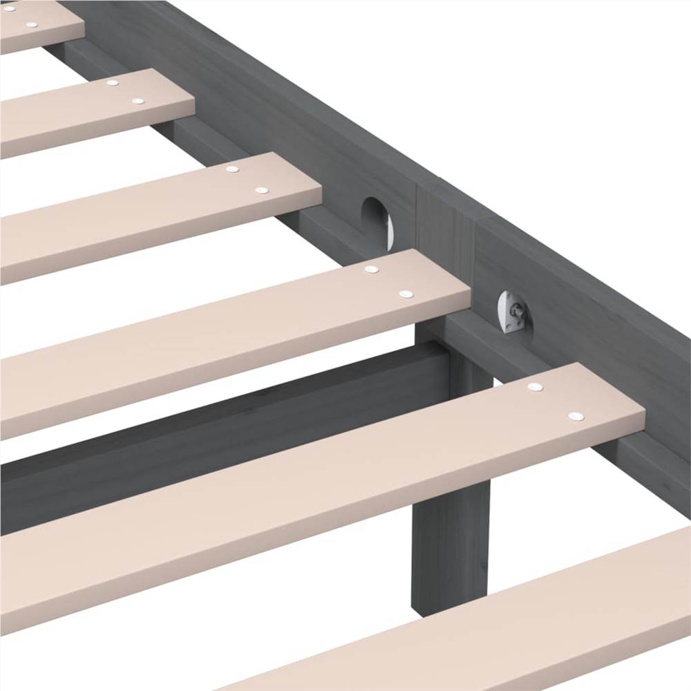Bed Frame Grey Solid Wood Pine 120x200 cm 4FT Small Double