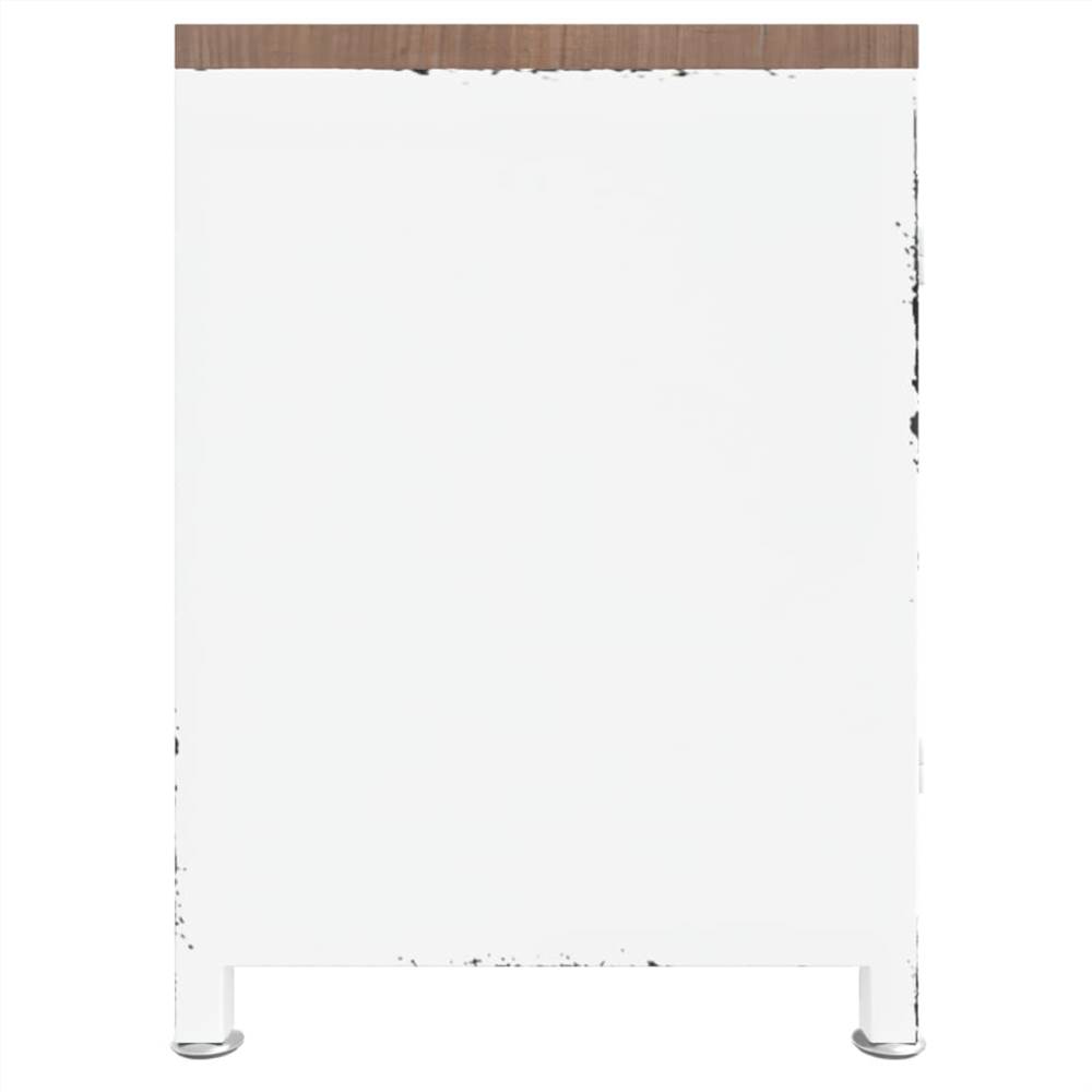 TV Cabinet White 110x30x40 cm Iron and Solid Wood Fir
