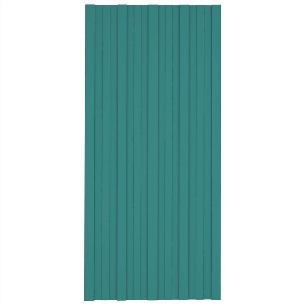 Roof Panels 12 pcs Galvanised Steel Green 100x45 cm