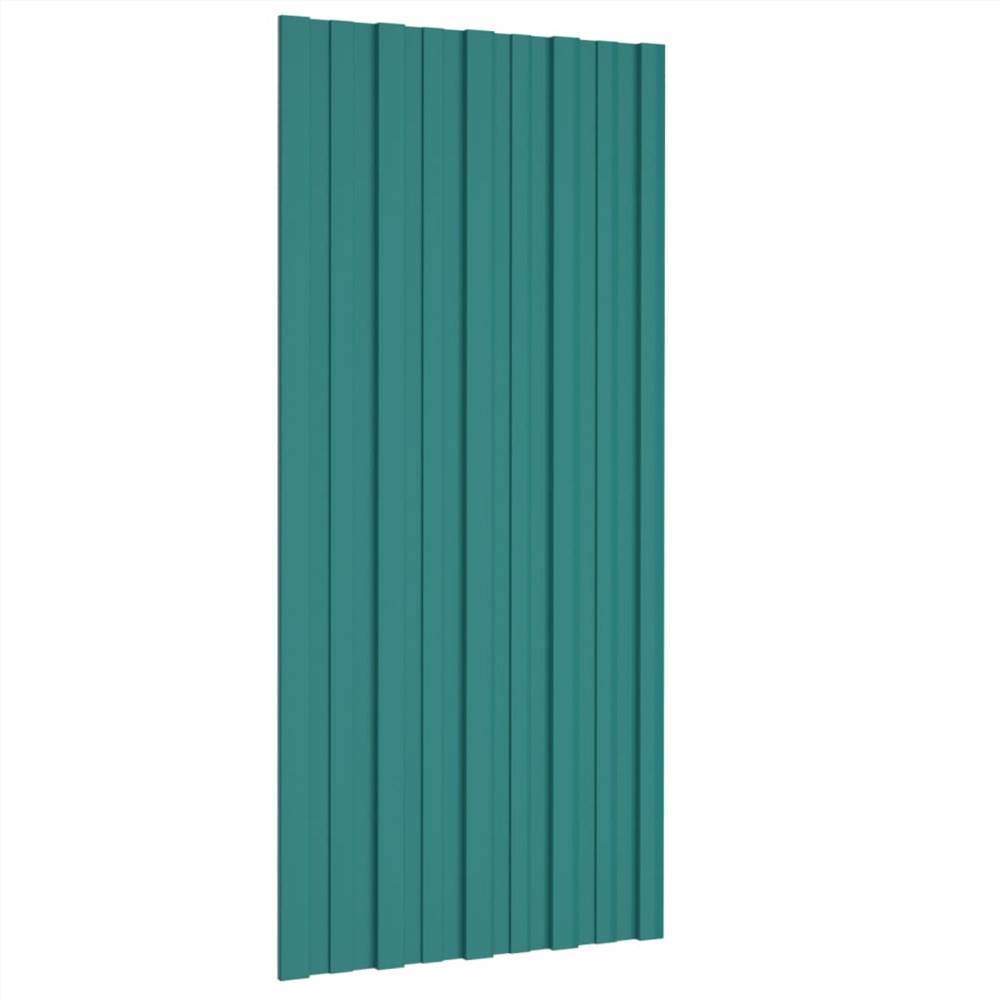 Roof Panels 12 pcs Galvanised Steel Green 100x45 cm