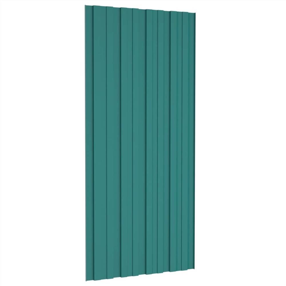 Roof Panels 12 pcs Galvanised Steel Green 100x45 cm