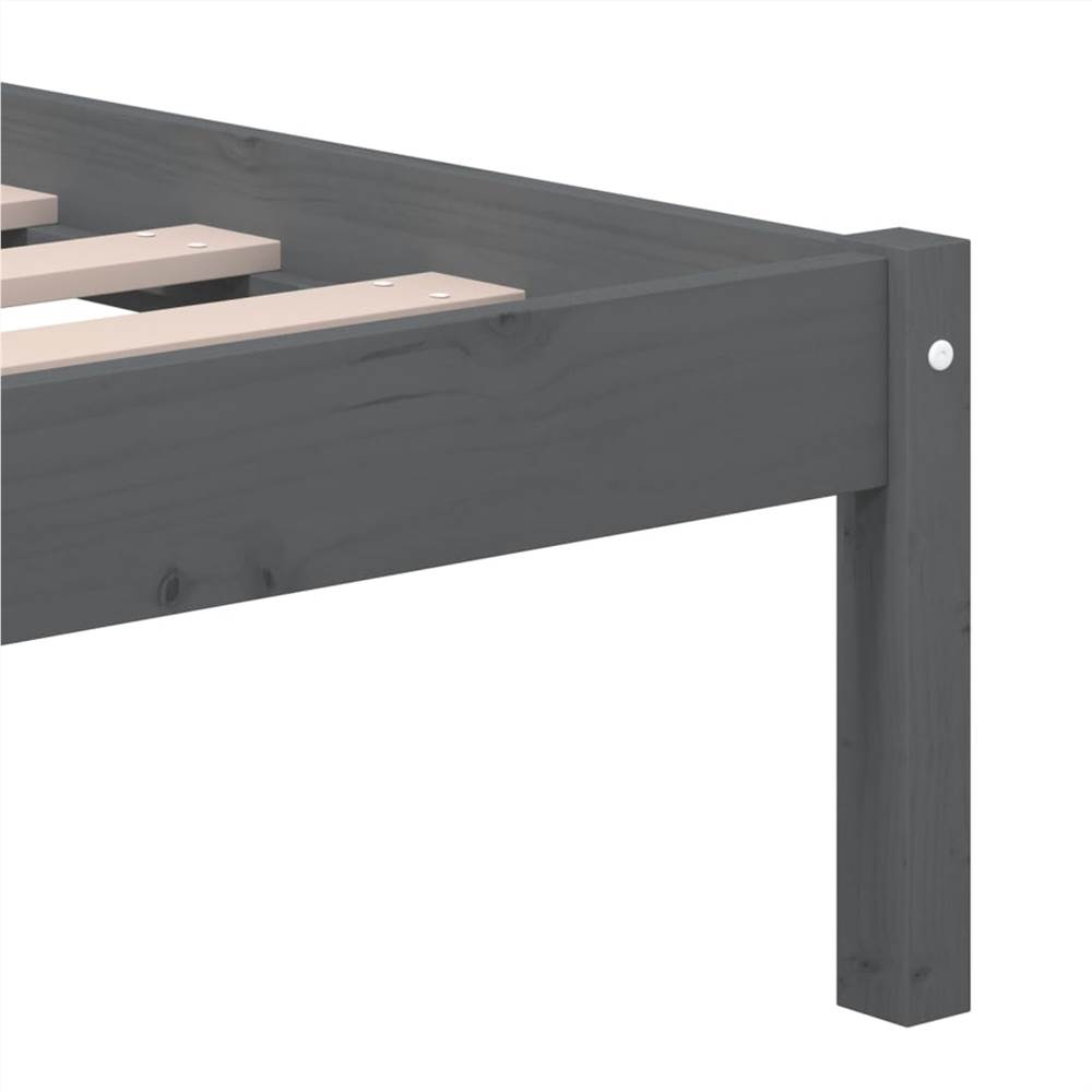Bed Frame Grey Solid Wood Pine 160x200 cm King Size