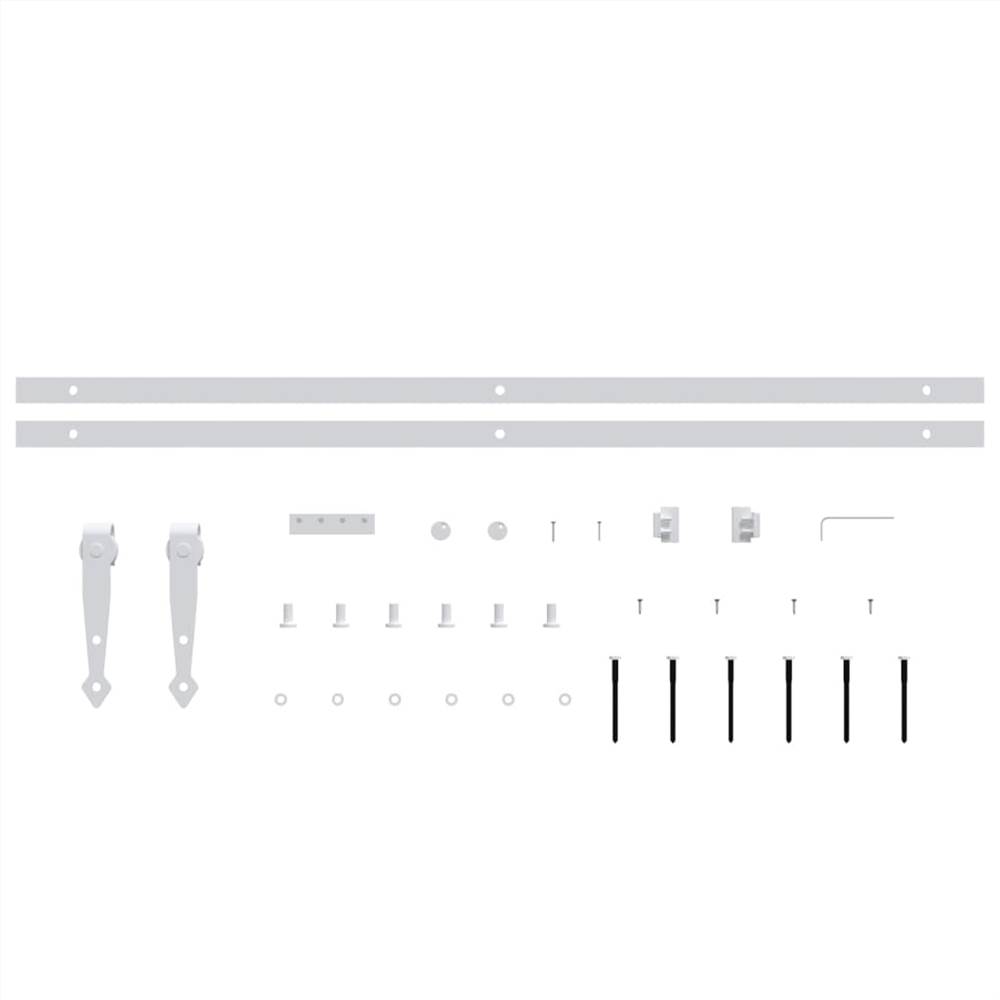 Mini Sliding Barn Door Kit Carbon Steel White 200 cm