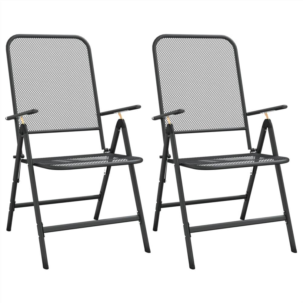 Folding Garden Chairs 2 pcs Expanded Metal Mesh Anthracite