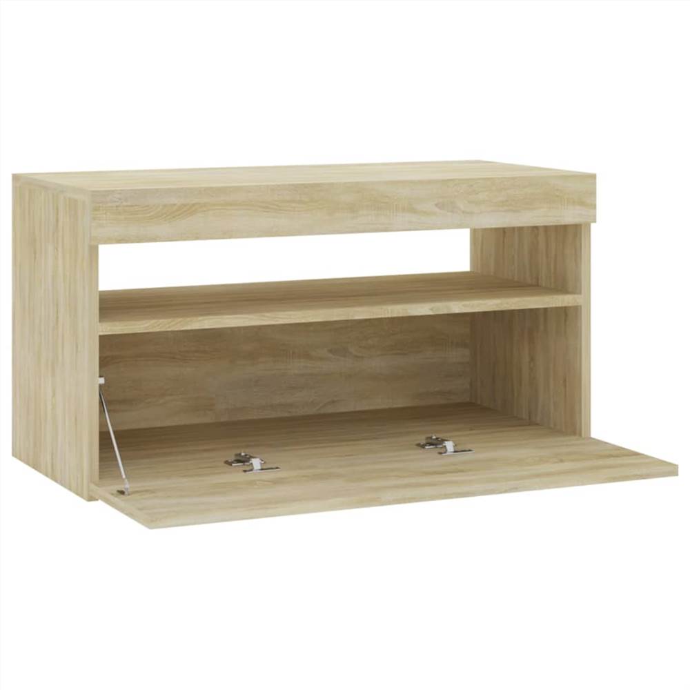 TV Cabinet With LED Lights Sonoma Oak 75x35x40 Cm