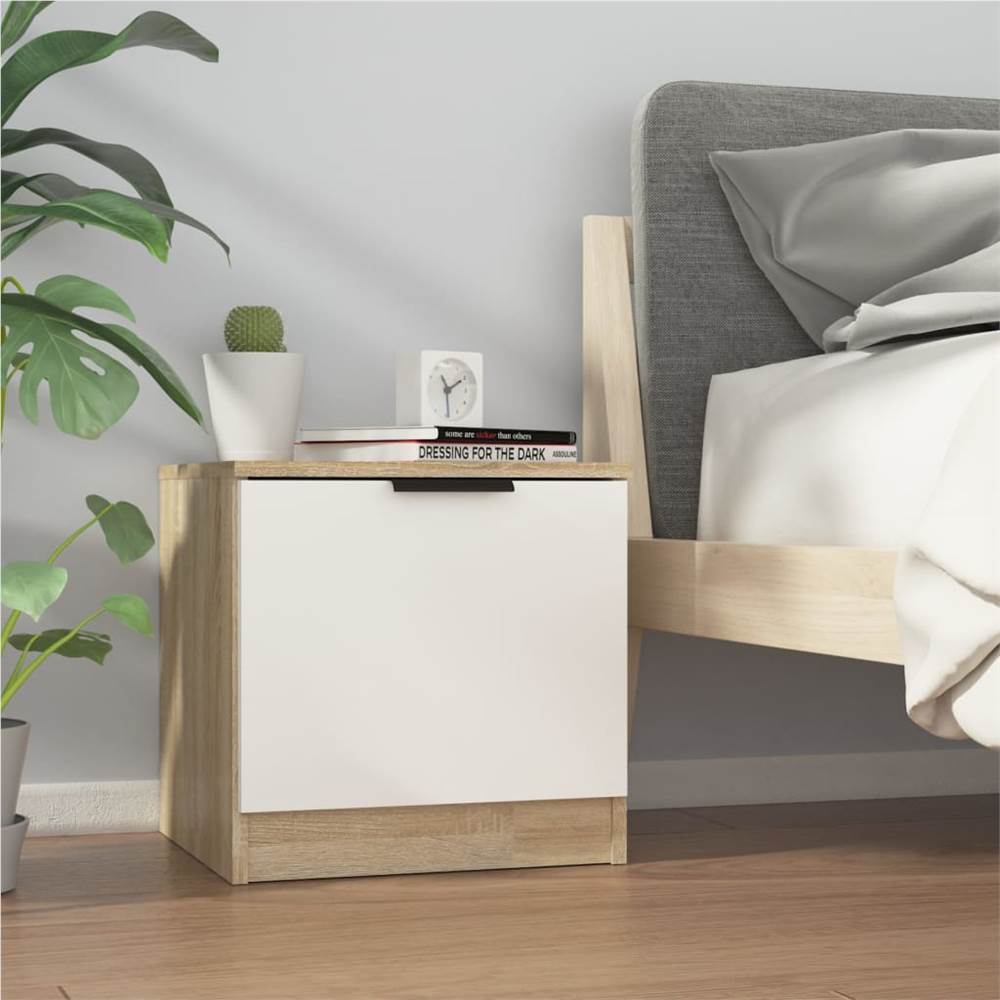 

Bedside Cabinet White&Sonoma Oak 40x39x40 cm