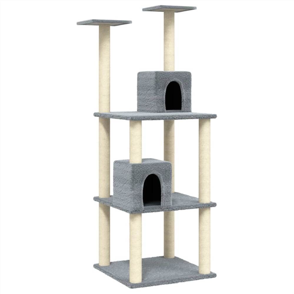 Cat Tree with Sisal Scratching Posts Light Grey 141 cm