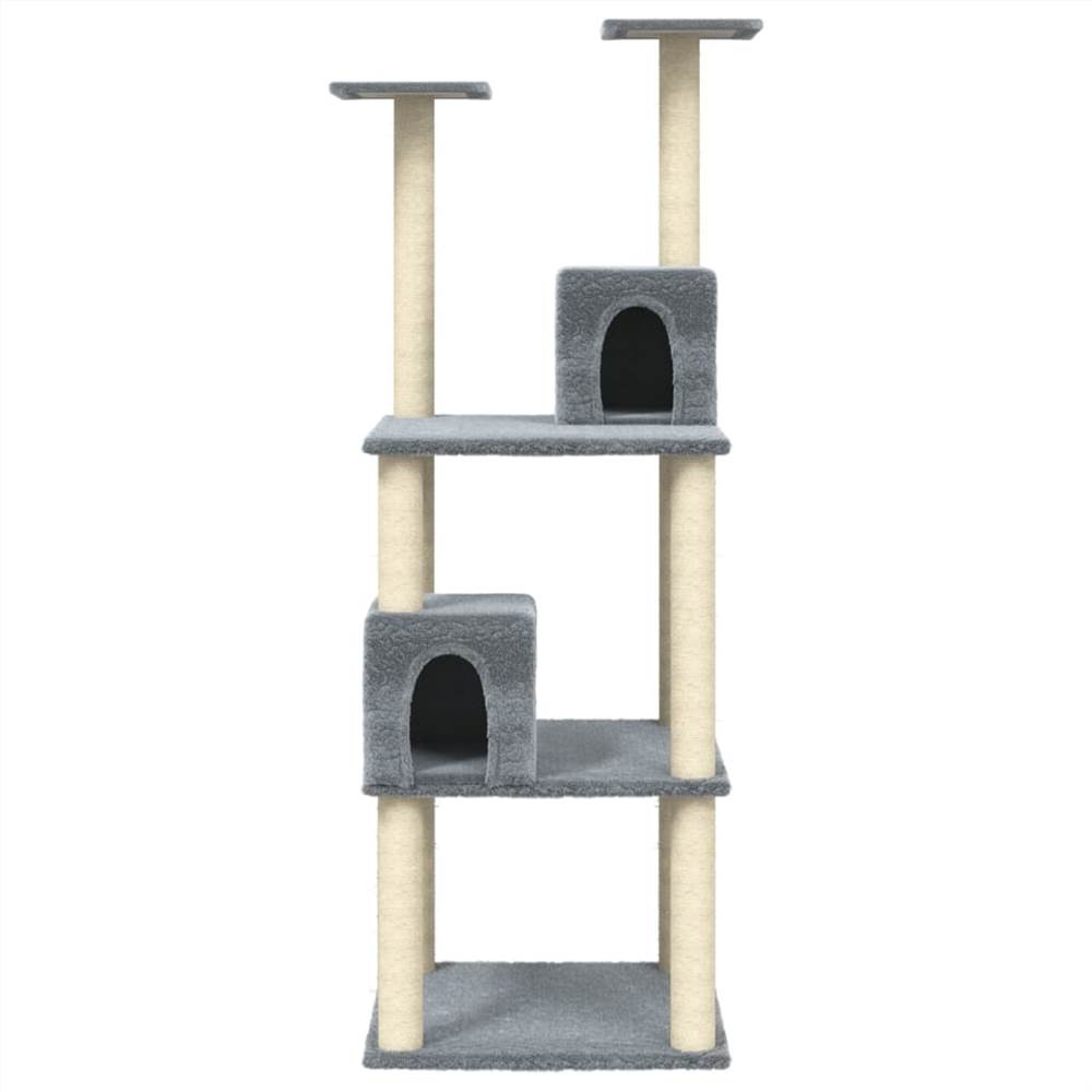 Cat Tree with Sisal Scratching Posts Light Grey 141 cm