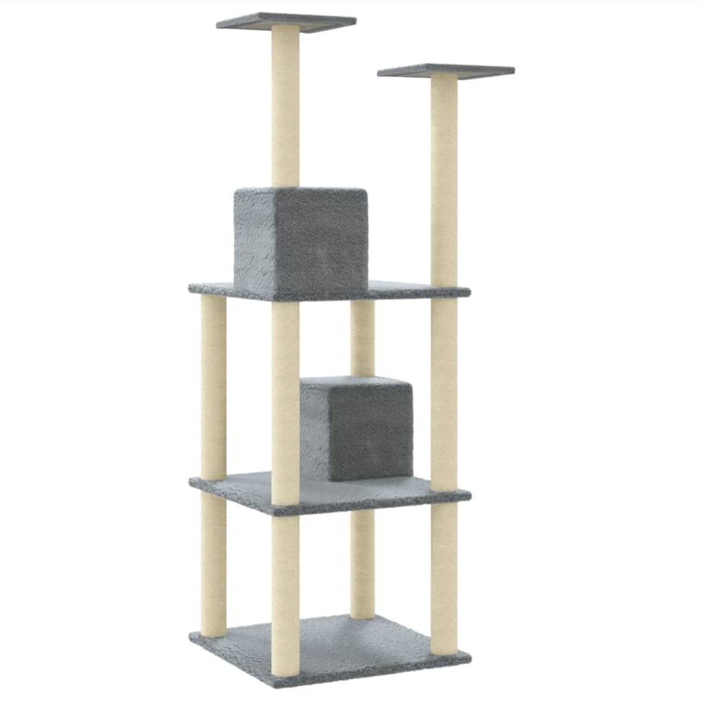 Cat Tree with Sisal Scratching Posts Light Grey 141 cm