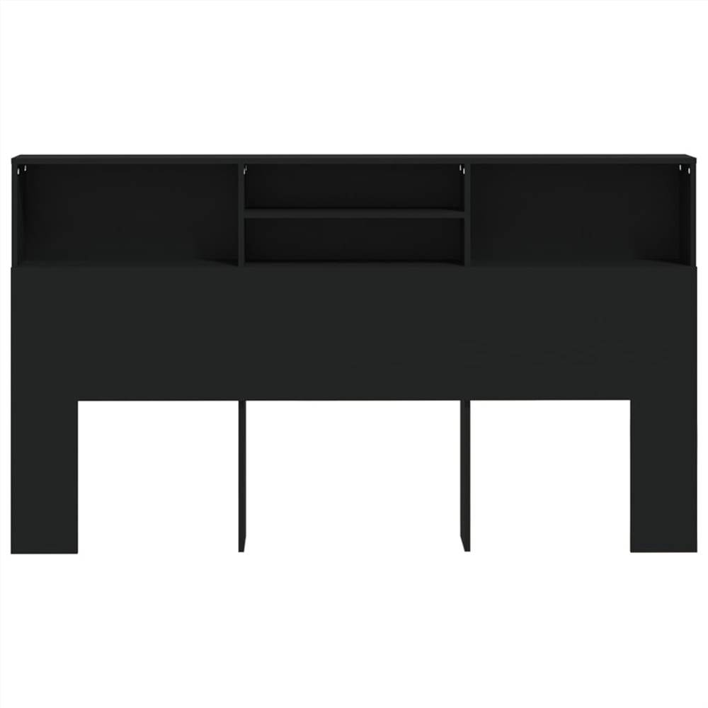 Headboard Cabinet Black 180x19x103.5 cm