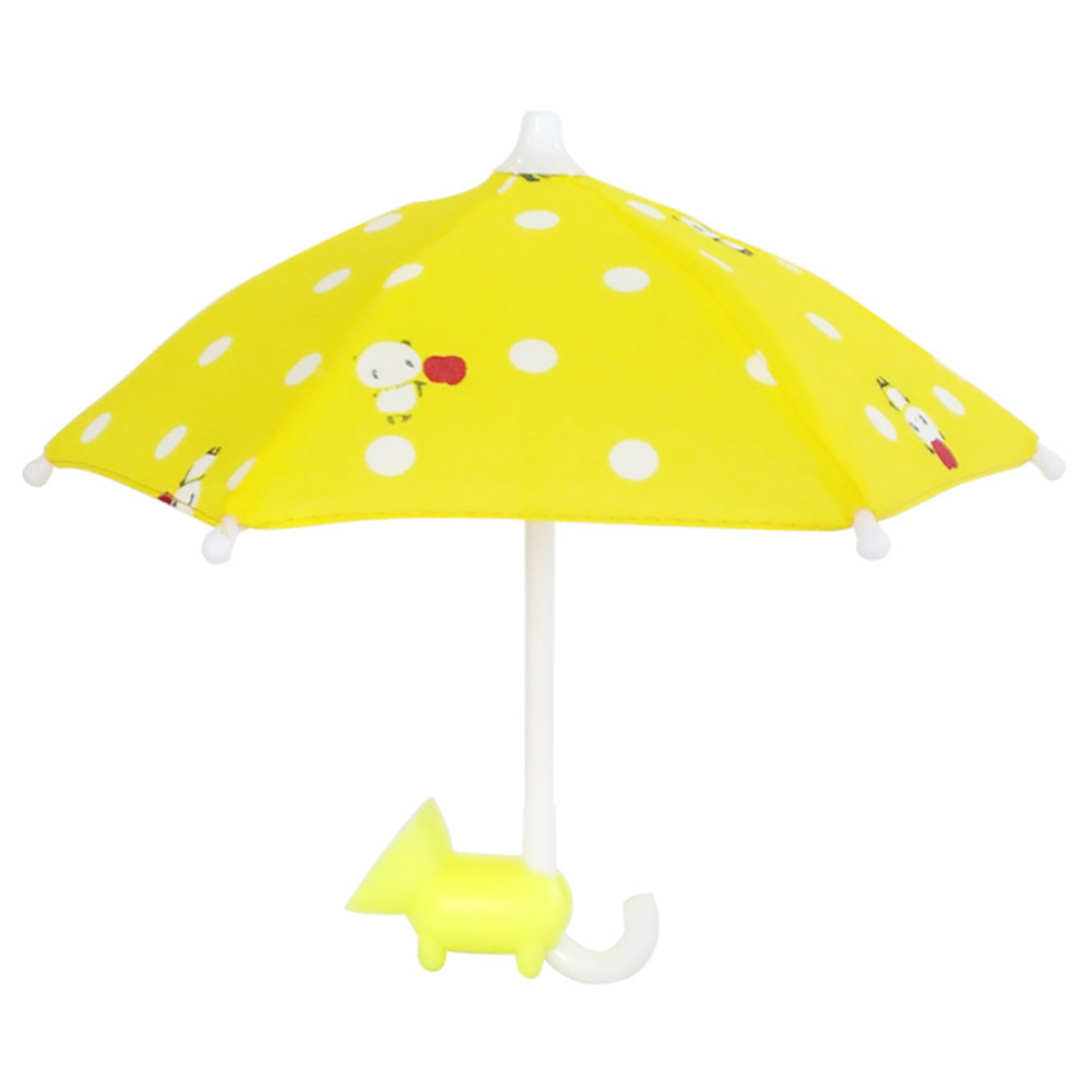 

Mobile Phone Mini Umbrella Stand with Suction Cup, Cute Cell Phone Sun Shield Mount Outdoor Cover Bicycle Decoration - Yellow