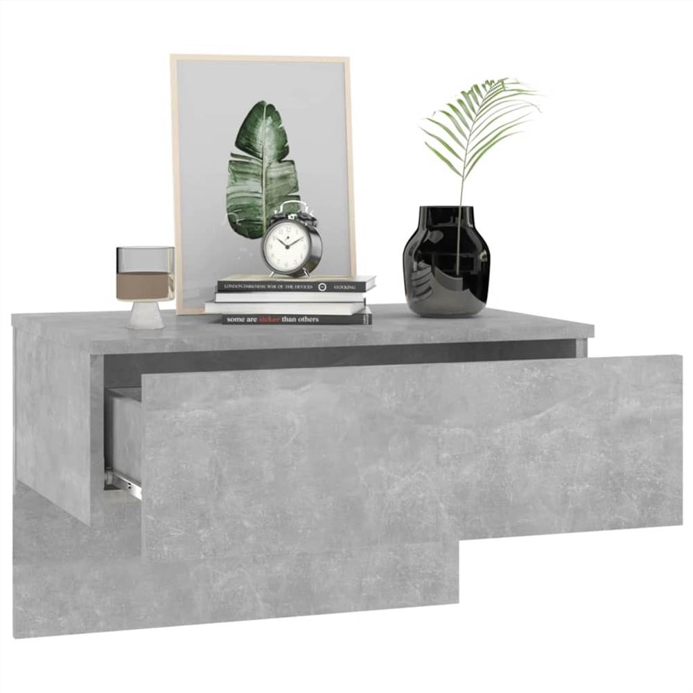 Wall Bedside Cabinet Concrete Grey Engineered Wood