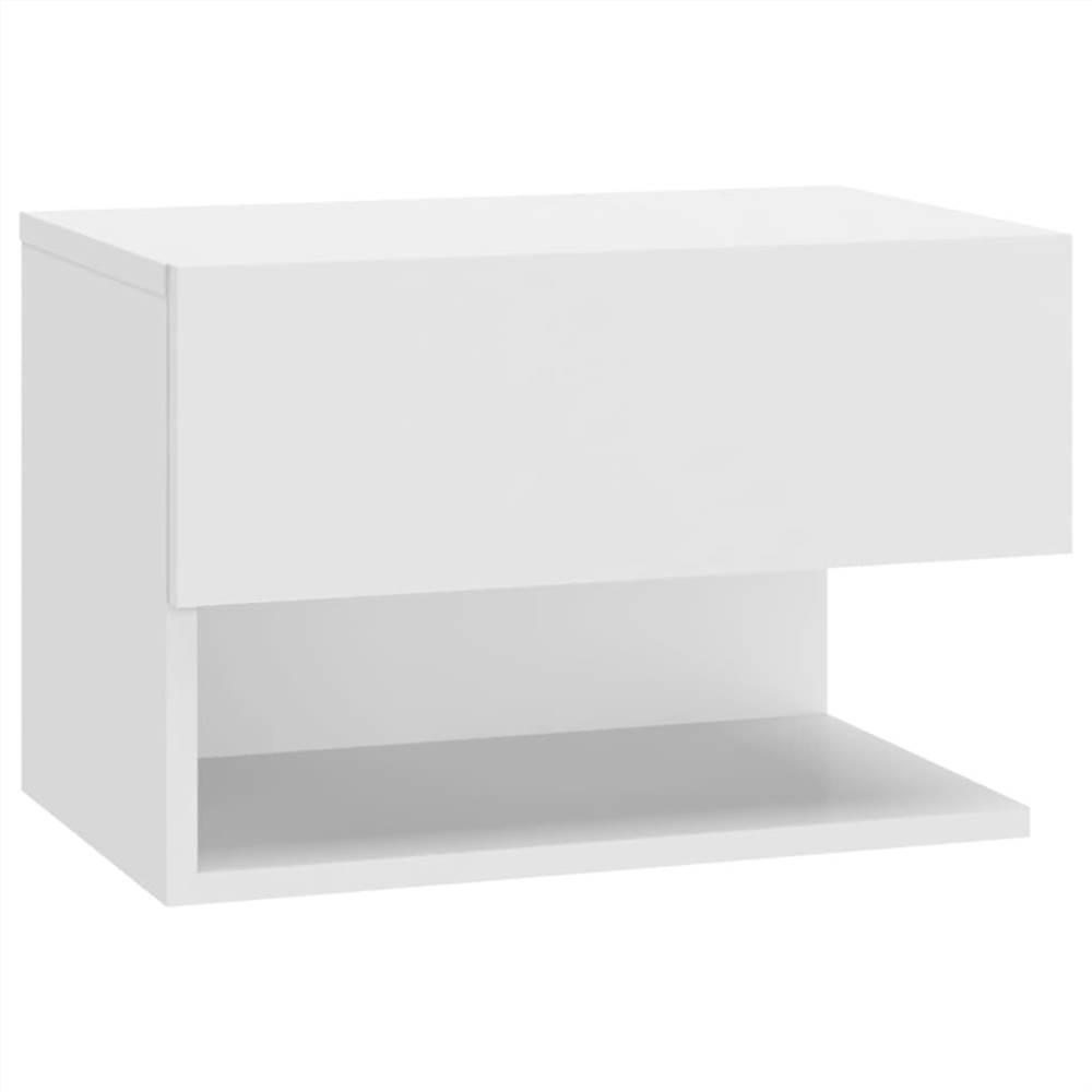 Wall Bedside Cabinet High Gloss White Engineered Wood