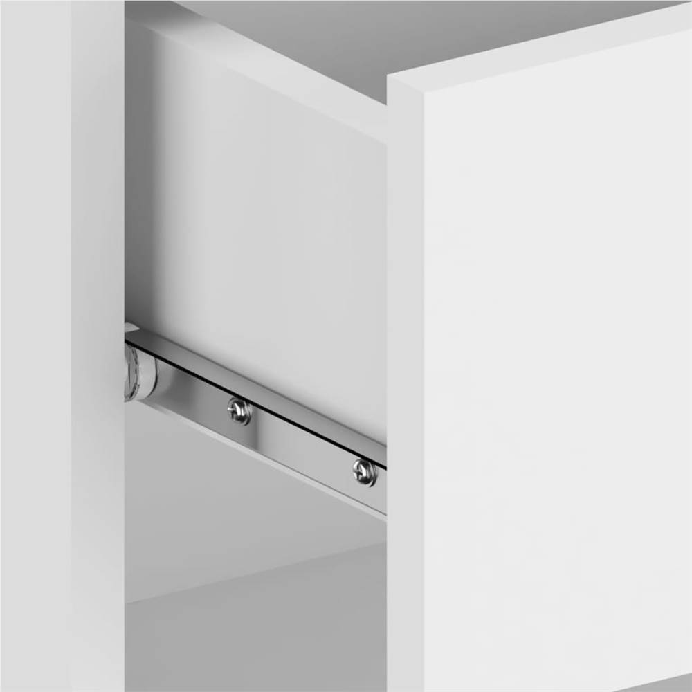 Wall Bedside Cabinet High Gloss White Engineered Wood
