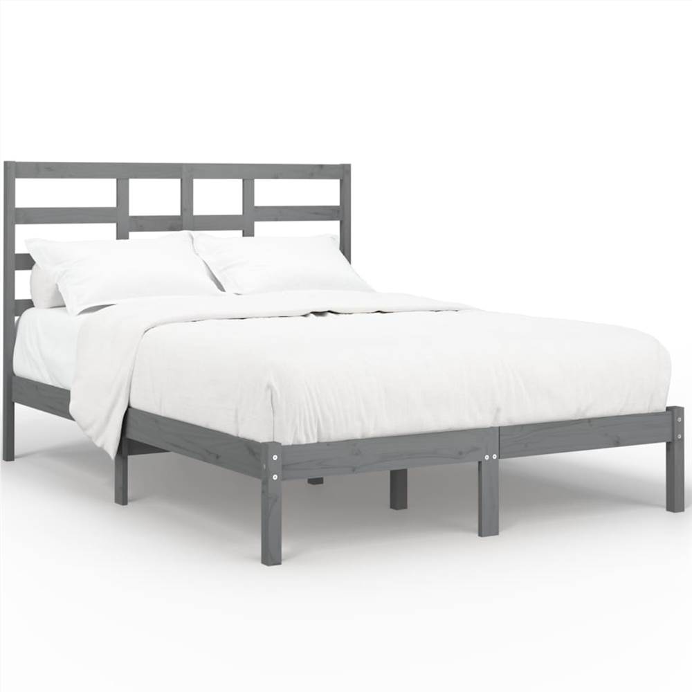 Bed Frame Grey Solid Wood 140x200 cm