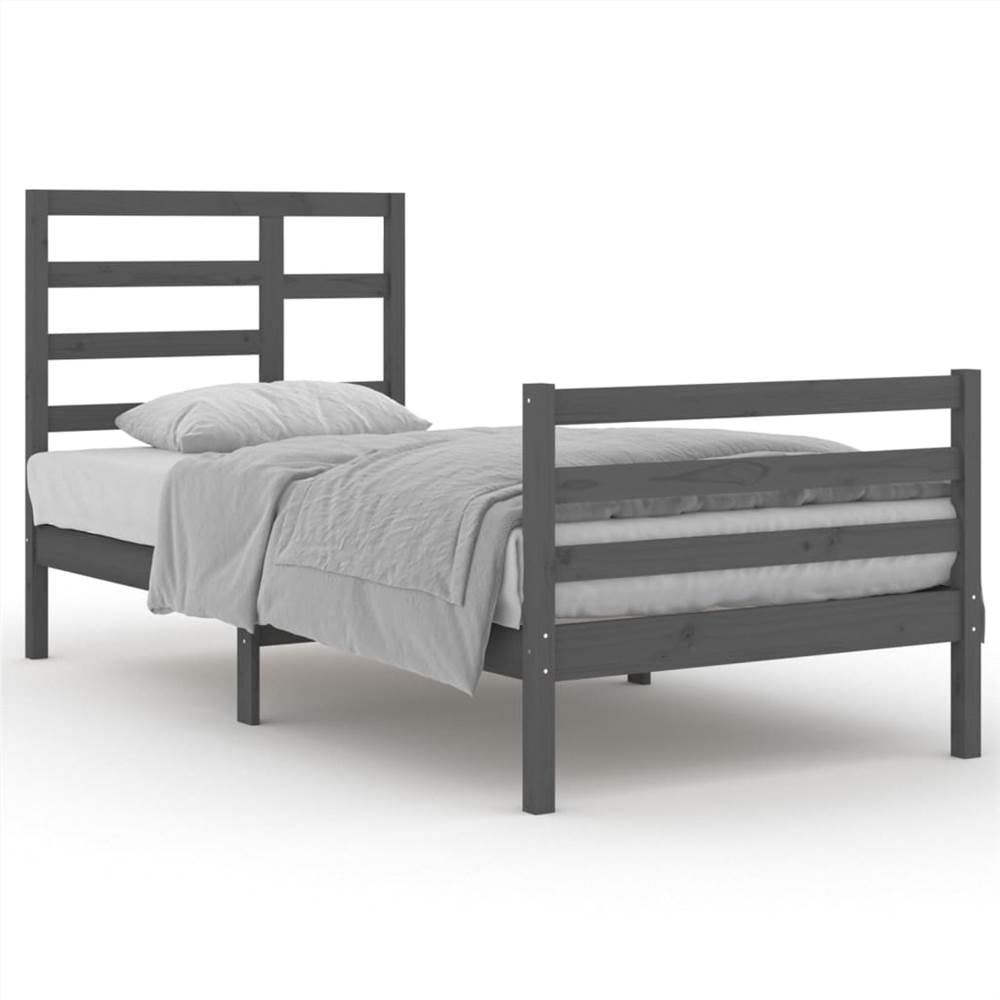 Bed Frame Grey Solid Wood 90x200 cm