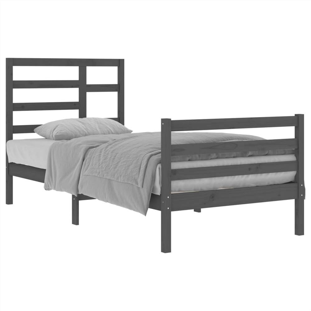 Bed Frame Grey Solid Wood 90x200 cm