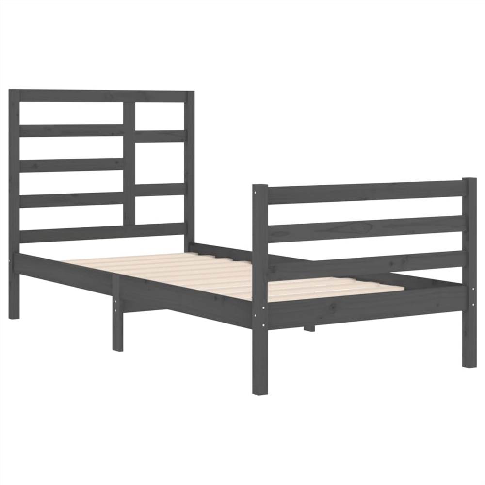 Bed Frame Grey Solid Wood 90x200 cm