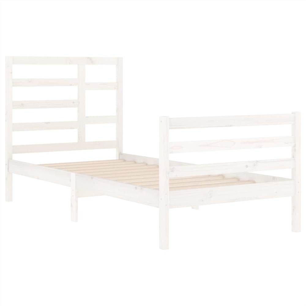 Bed Frame White Solid Wood 90x200 cm
