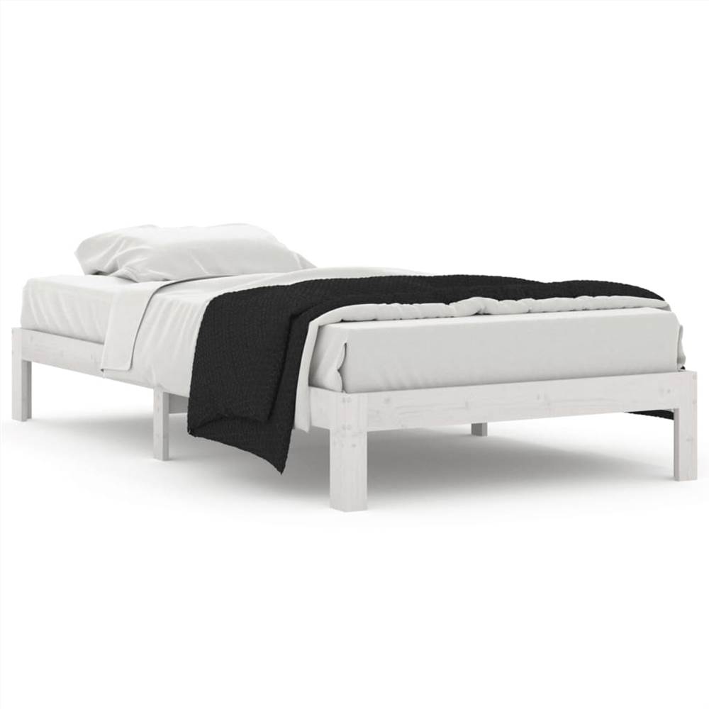 Bed Frame White Solid Wood Pine 100x200 cm