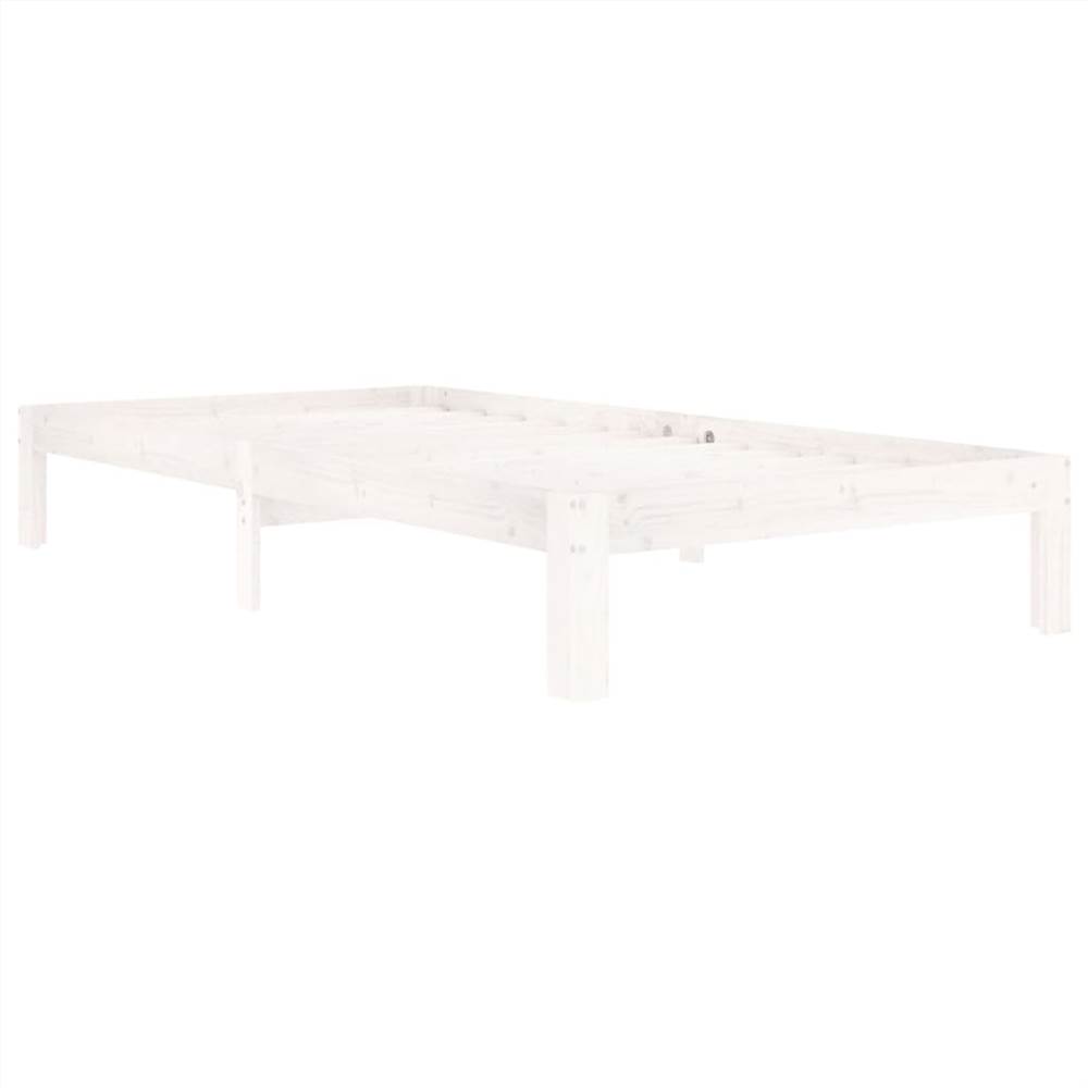 Bed Frame White Solid Wood Pine 100x200 cm