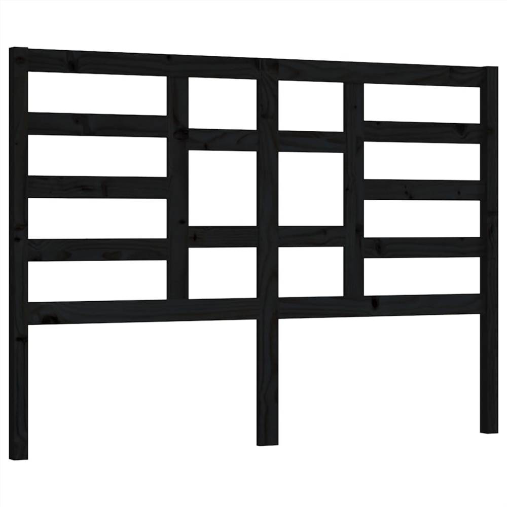 Bed Headboard Black 146x4x104 cm Solid Wood Pine