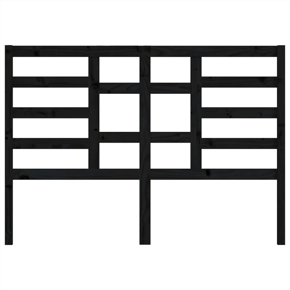 Bed Headboard Black 146x4x104 cm Solid Wood Pine