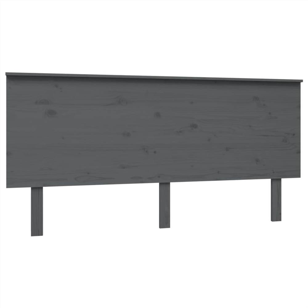 Bed Headboard Grey 164x6x82.5 cm Solid Wood Pine