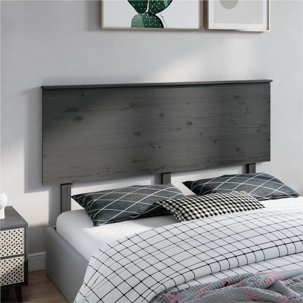 Bed Headboard Grey 164x6x82.5 cm Solid Wood Pine