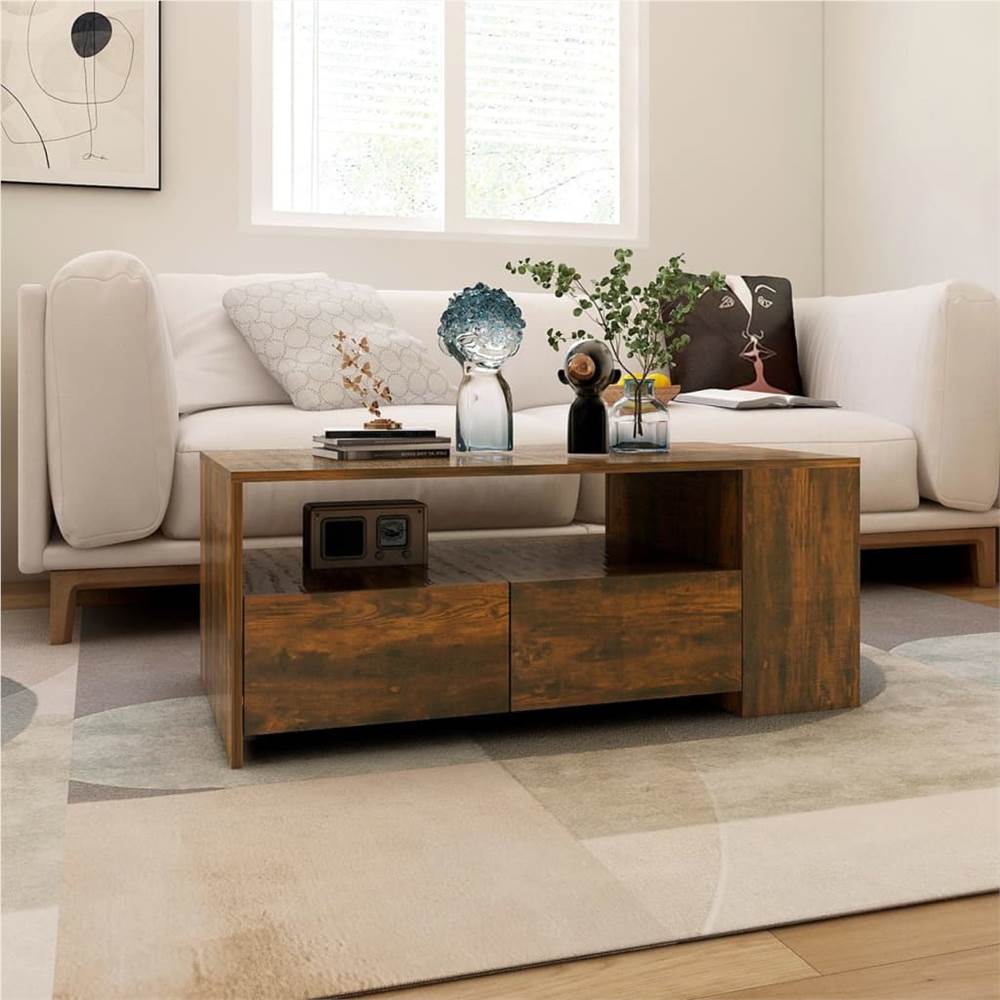 Coffee Table Smoked Oak 102x55x42 cm Engineered Wood