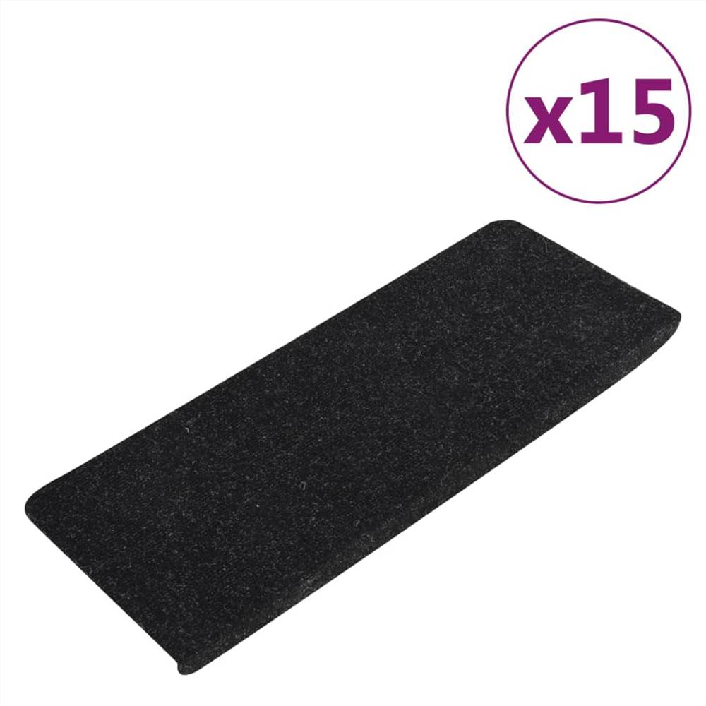 Self-adhesive Stair Mats 15 pcs 65x28 cm Anthracite