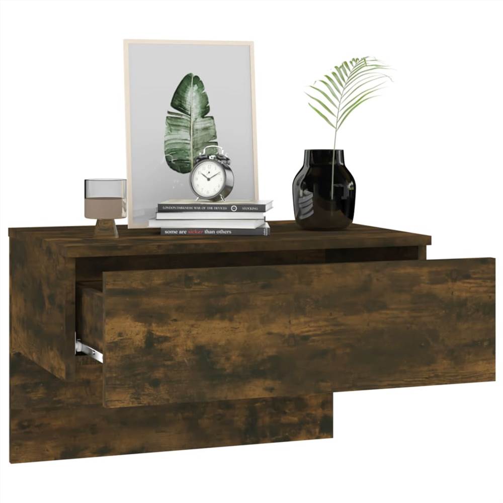 Wall Bedside Cabinet Smoked Oak Engineered Wood