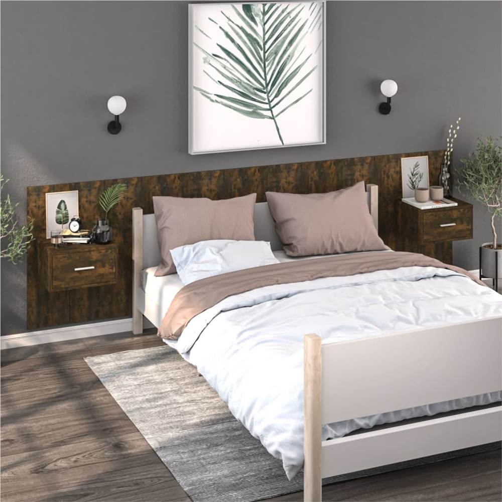

Wall Bedside Cabinets 2 pcs Smoked Oak Engineered Wood