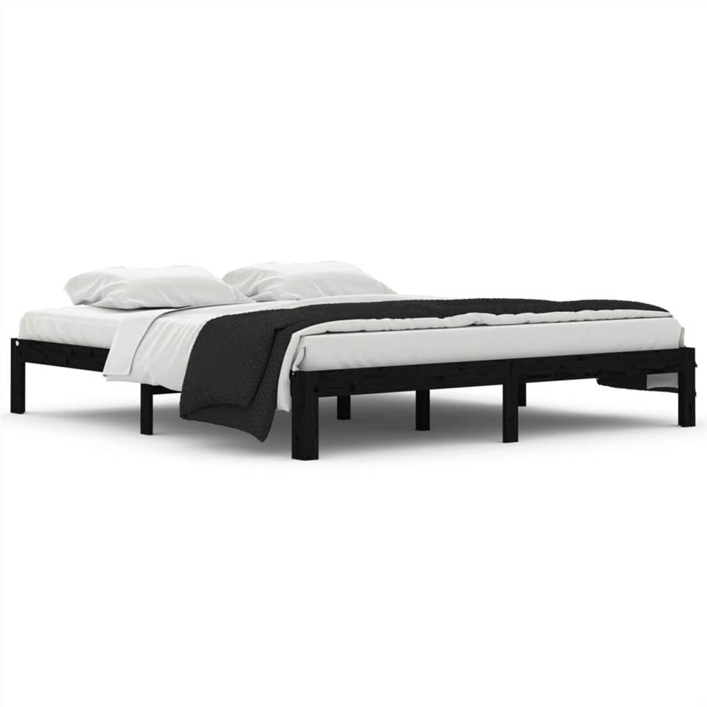 Bed Frame Black Solid Wood 180x200 cm 6FT Super King